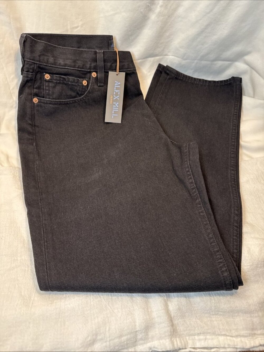 Alex Mill  Mid Rise 32 Waist Straight Leg Button Fly Jean Black NWT USA